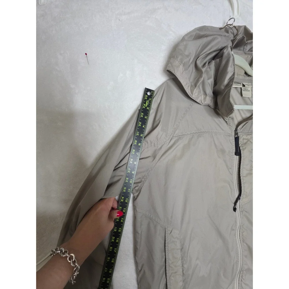 LL Bean M's Trail Model Rain Jacket Tan Khaki Hooded Windbreaker Large L OAKC5